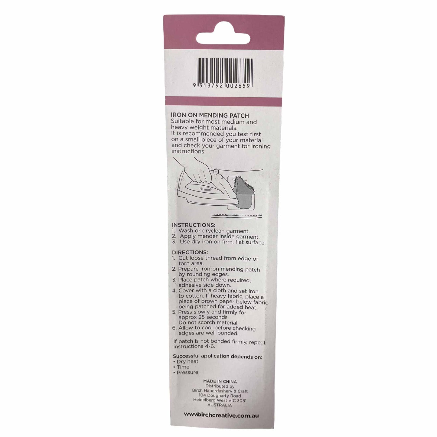Iron On Mending Patch 90x255mm Cotton Clothes Repair Patches All Colours Birch