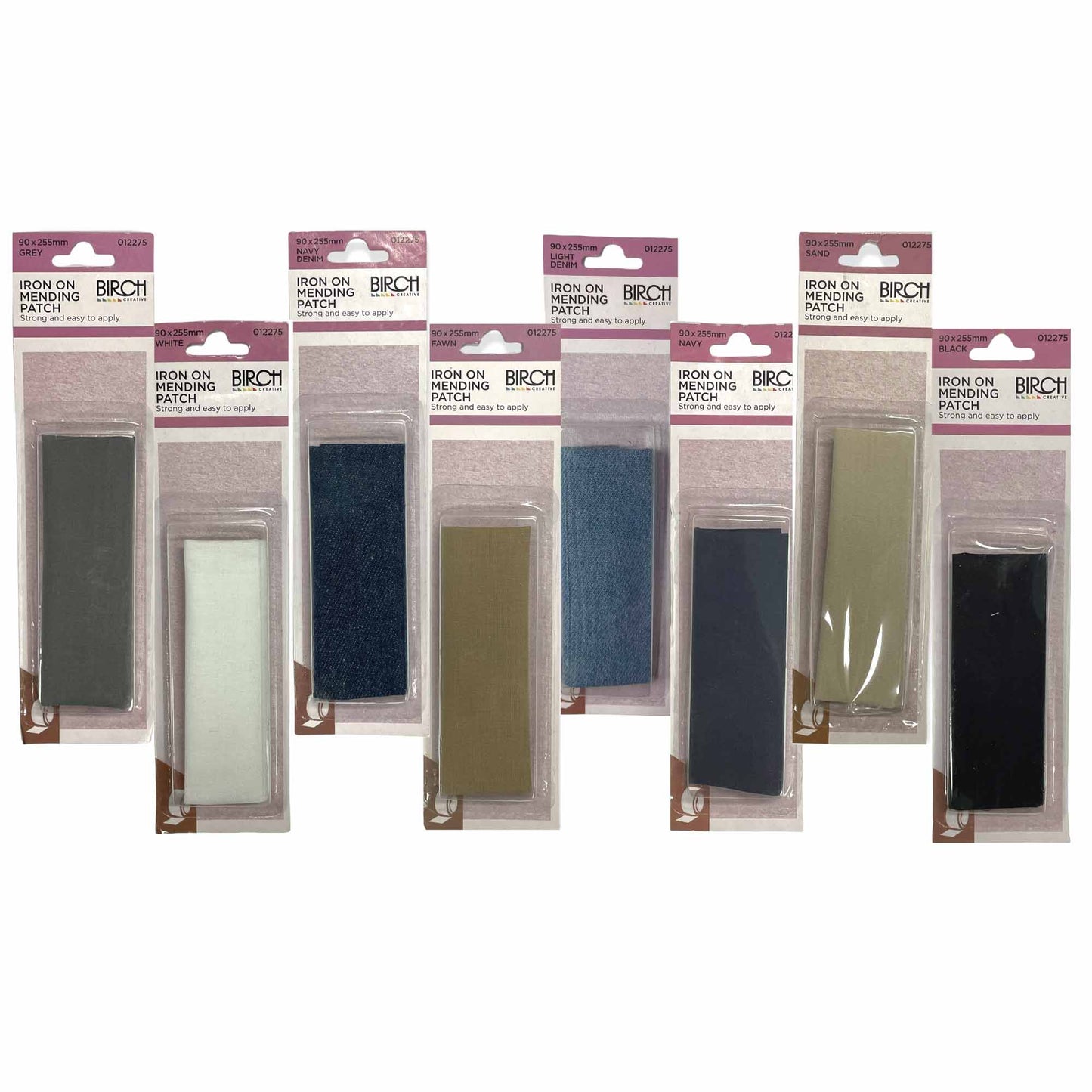 Iron On Mending Patch 90x255mm Cotton Clothes Repair Patches All Colours Birch