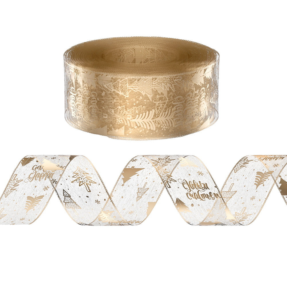 Jingle Jollys 20M Christmas Ribbon Roll Bow Printed Xmas Tree Decor Gift Gold