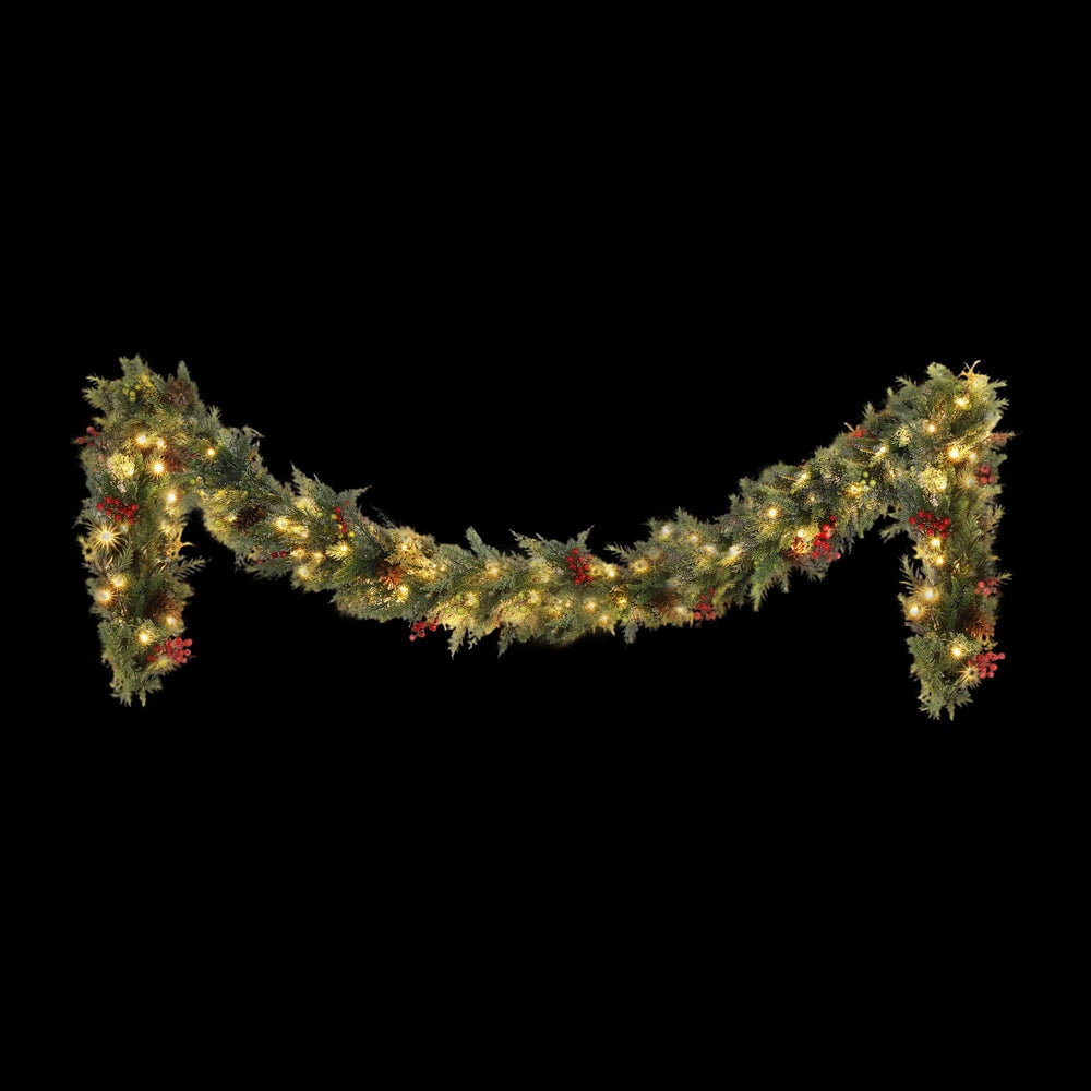 Jingle Jollys 3M Christmas Garland Pre-lit LED with Pine Cones Xmas Decor Green