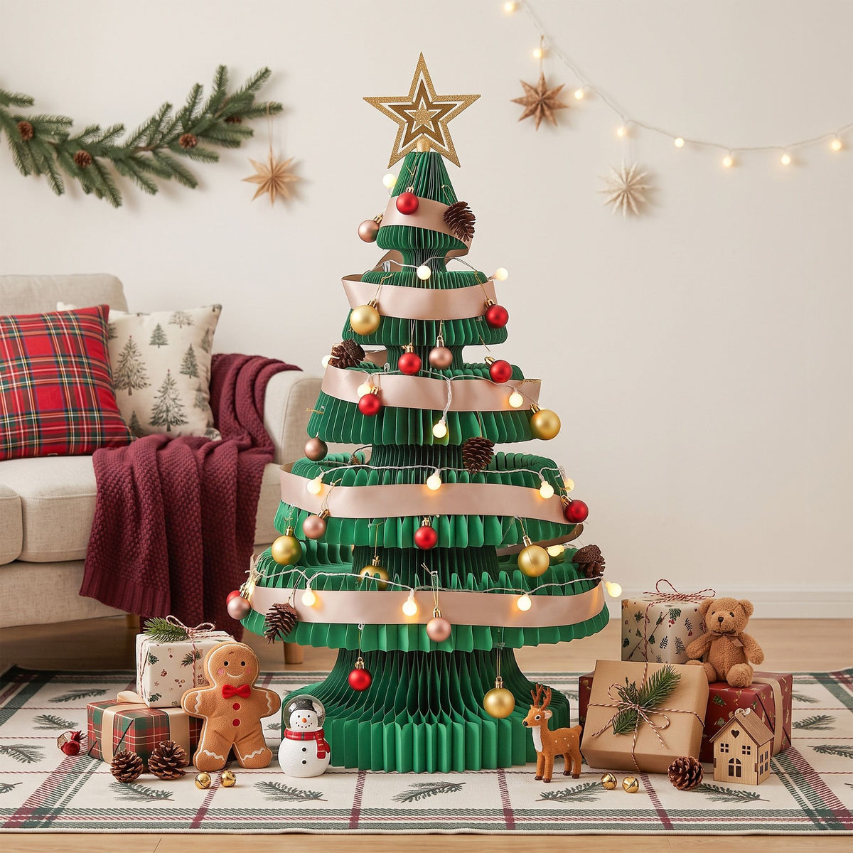 Jingle Jollys 87cm Foldable Christmas Tree With Lights Pop Up Xmas Tree Decorations