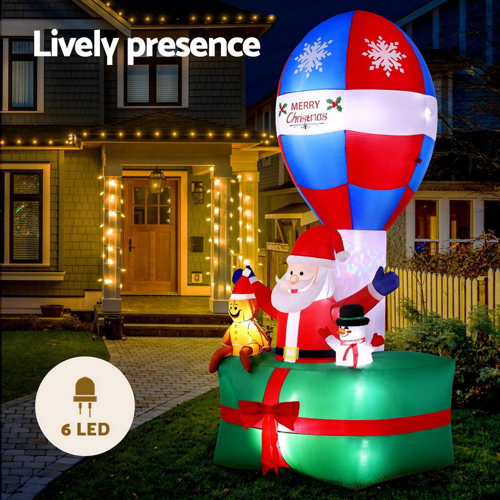 Jingle Jollys Christmas Inflatable Santa in Ballon 2.8M Height LED Decorations Illuminated