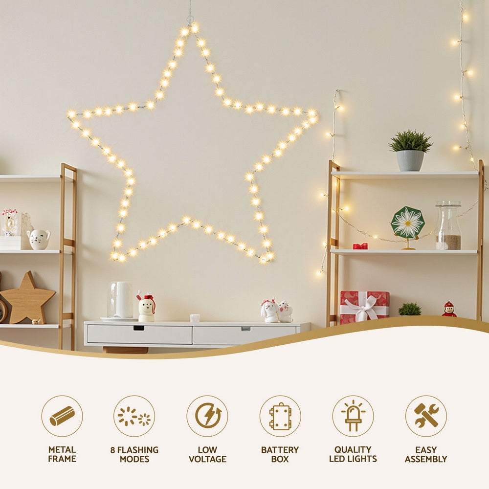 Jingle Jollys Christmas Lights 50cm Star 70 LED Xmas Decorations