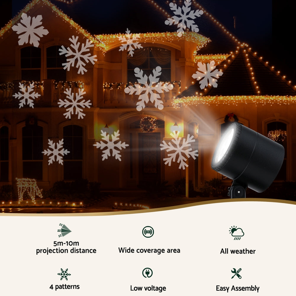 Jingle Jollys Christmas Lights Laser Light Snowflake Projector Indoor Outdoor