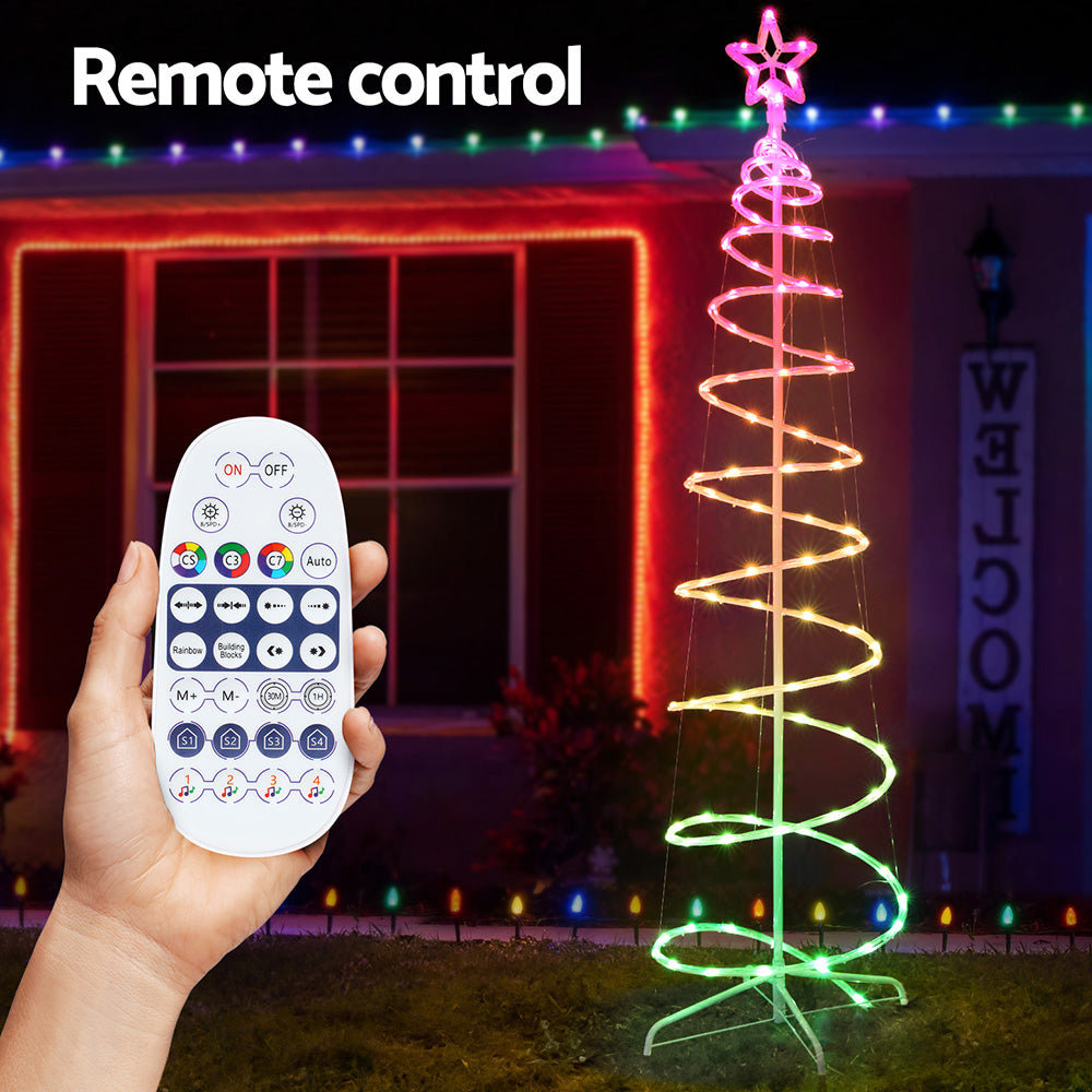 Jingle Jollys Christmas Tree 1.8m 100 RGB LED Rope Lights Xmas Trees Decoration