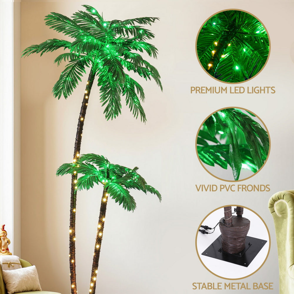 Jingle Jollys Christmas Tree 2.1m LED Lighted Xmas Palm Trees Party Decorations