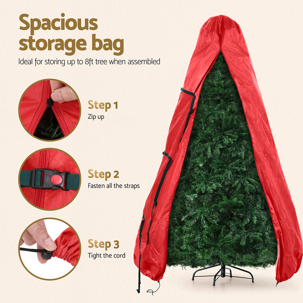 Jingle Jollys Christmas Tree Storage Bag Fits Up to 8ft Tree Xmas Bag Zipper Red