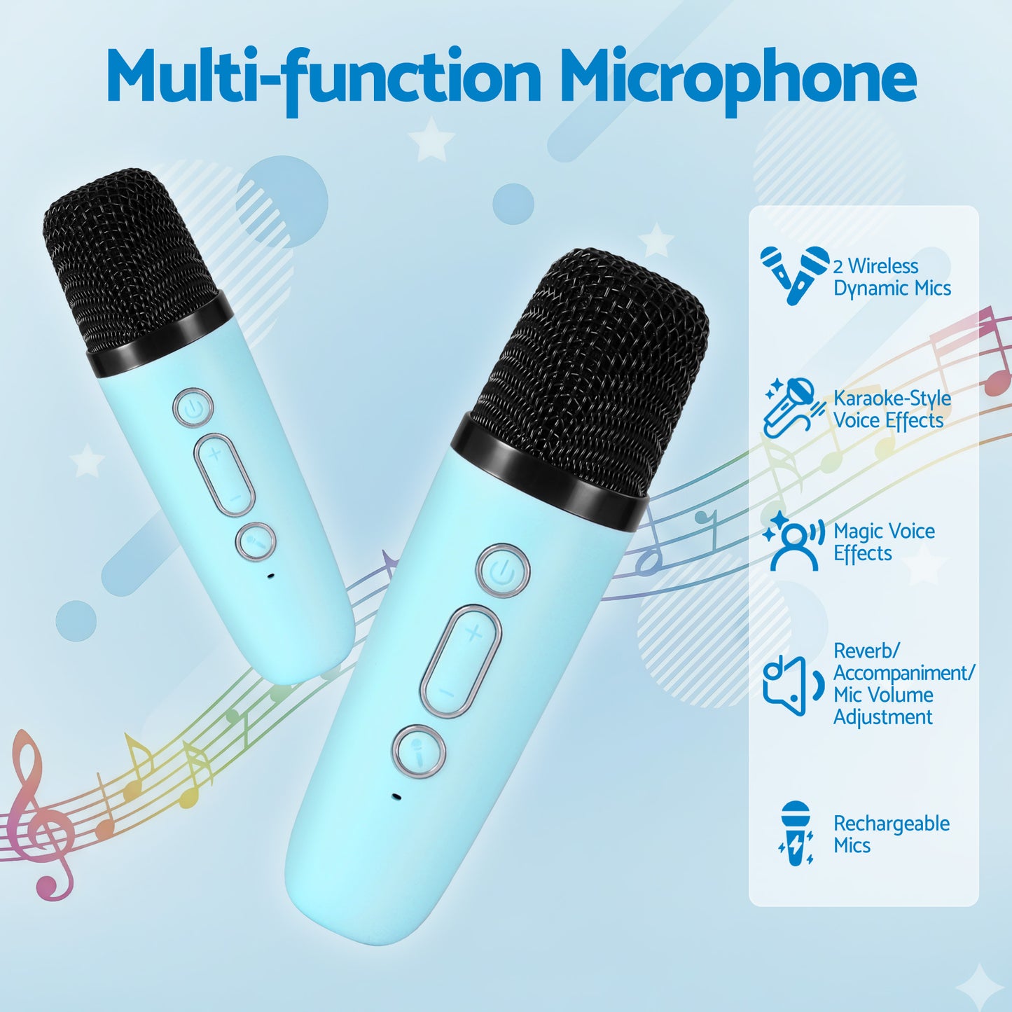 Alpha Mini Portable Karaoke Machine for Adults Kids with 2 Wireless Microphones