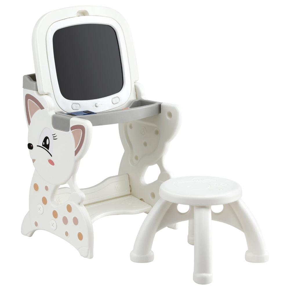 Keezi Kids Table and Chair Set 2 in 1 Easel Desk Stool w/ LCD Writing Tablet