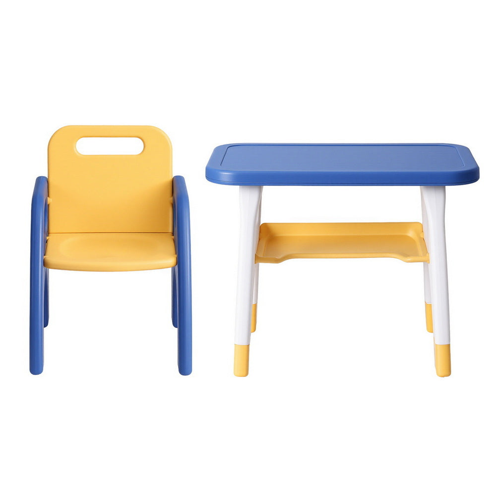 Keezi Kids Table and Chair Set HDPE Toddler Activity Play Set Blue/Yellow