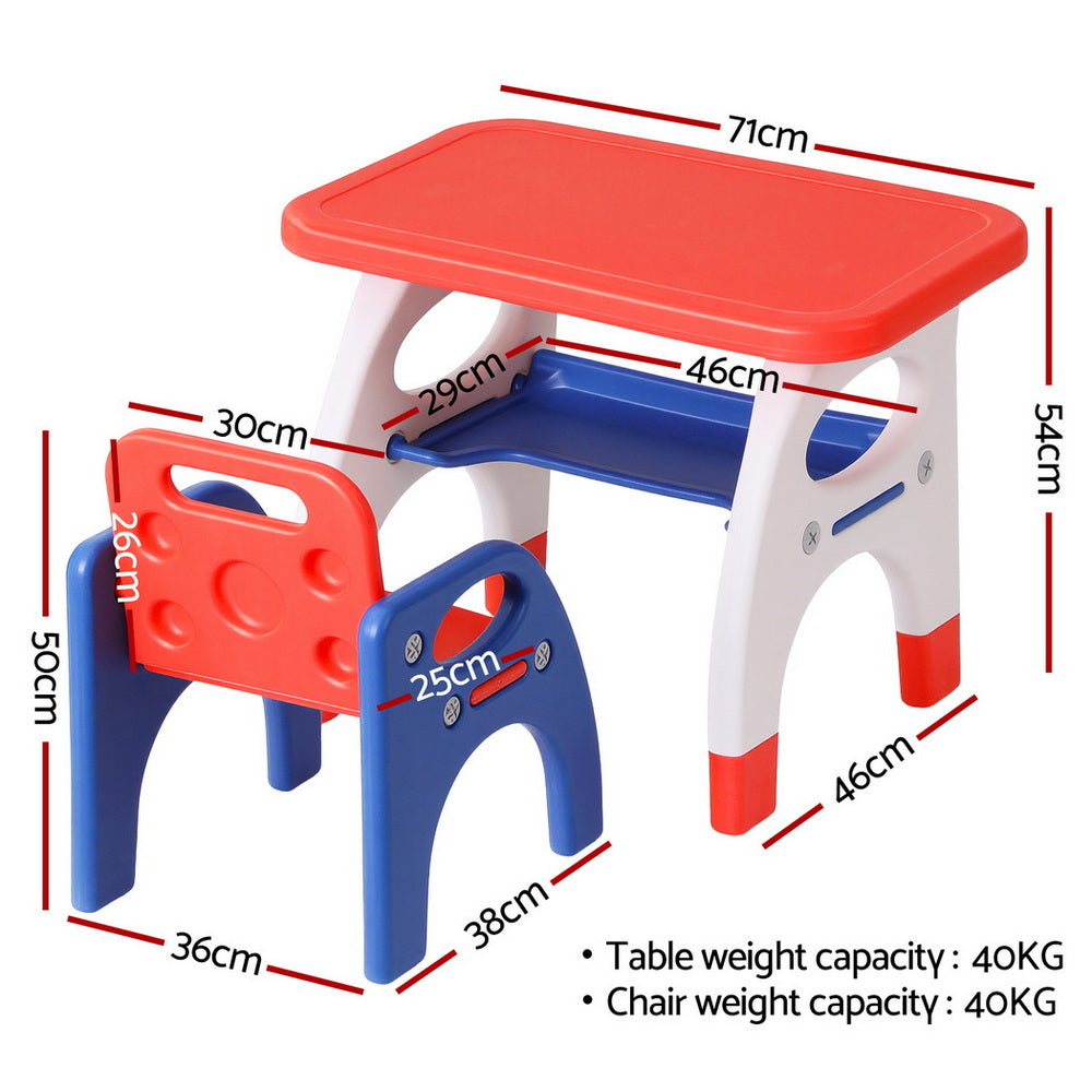 Keezi Kids Table and Chair Set HDPE Toddler Activity Play Set Orange/Yellow