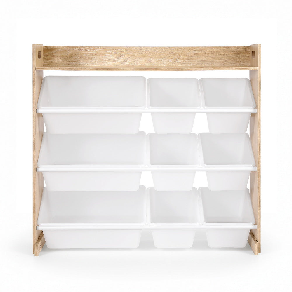 Keezi Kids Toy Box 9 Bins Bookshelf Organiser Display Shelf Storage Rack Wooden