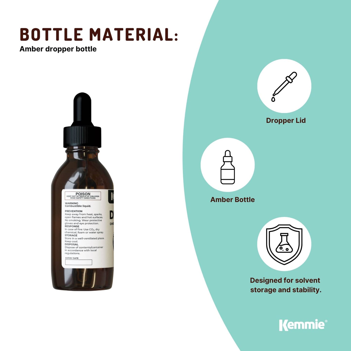 Kemmie 100ml DMSO Liquid 99.9% - Pure USP Grade Dimethyl Sulfoxide Dropper
