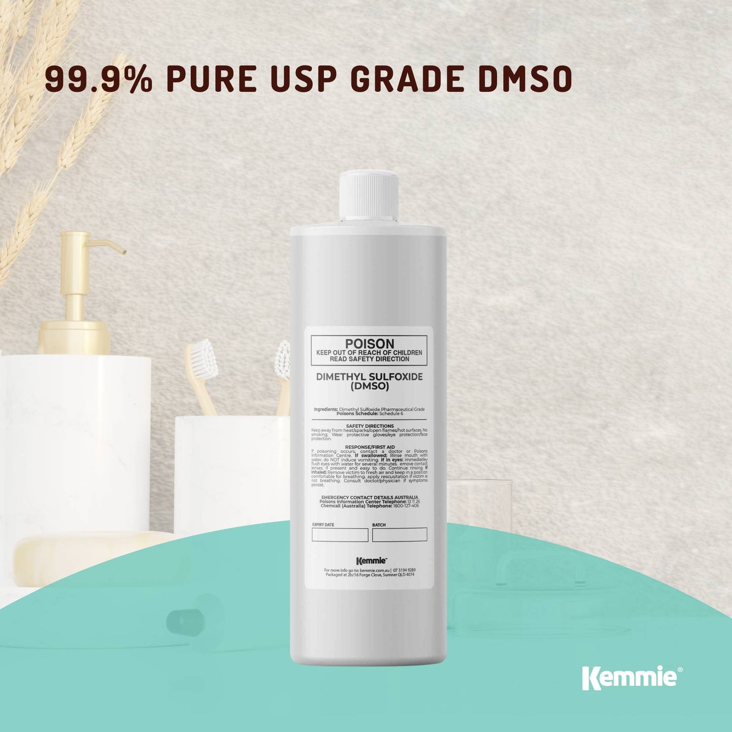 Kemmie DMSO Liquid 99.9% Pure - USP Grade Dimethyl Sulfoxide Solvent