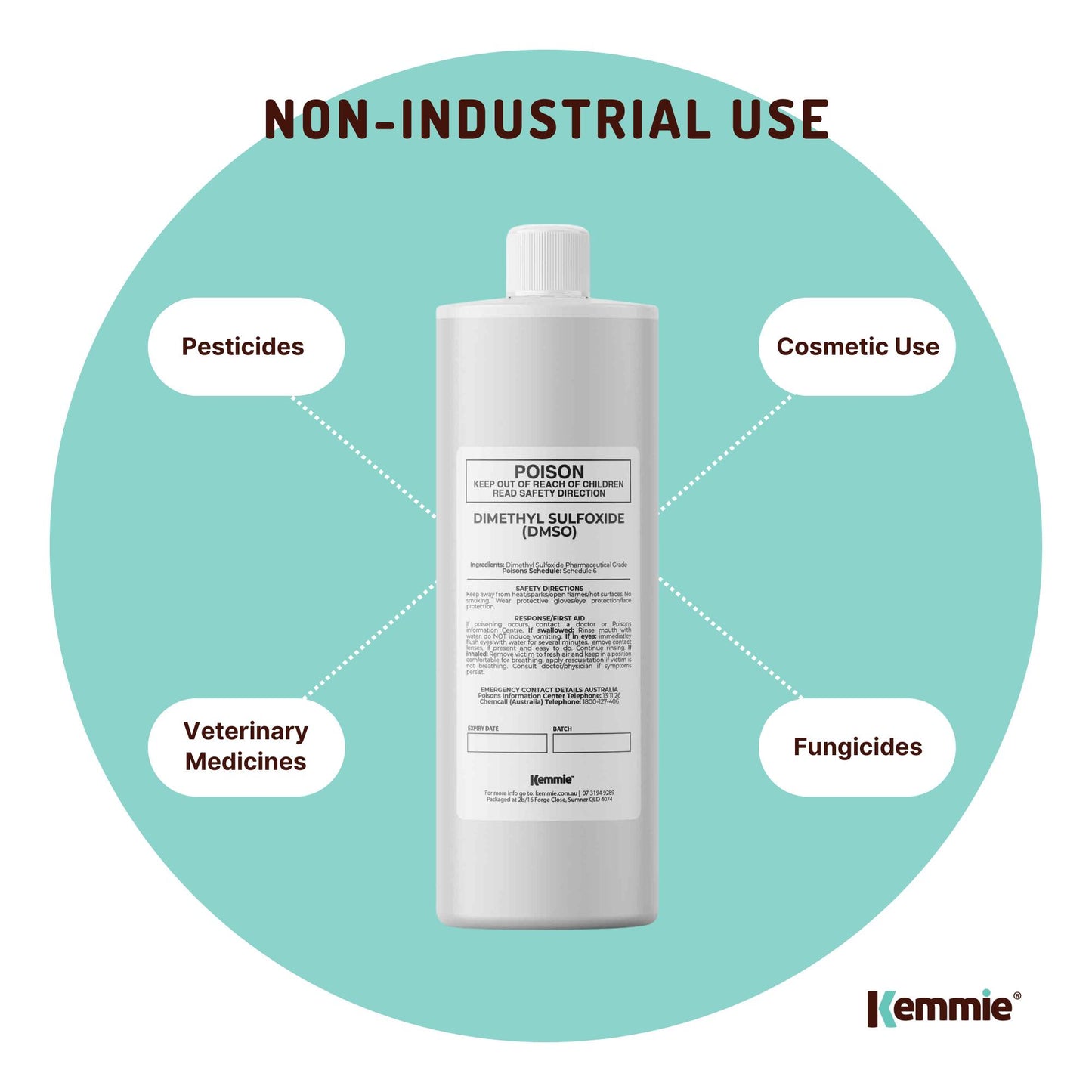 Kemmie DMSO Liquid 99.9% Pure - USP Grade Dimethyl Sulfoxide Solvent