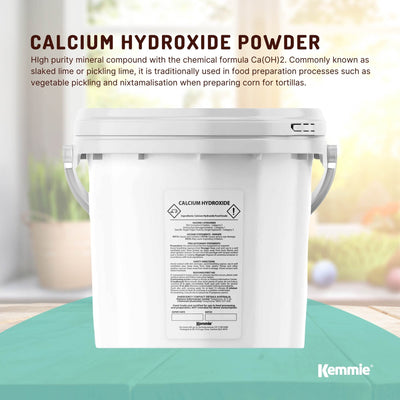 Kemmie 2.5kg Calcium Hydroxide Powder Tub - Food Grade Pickling Lime FCC