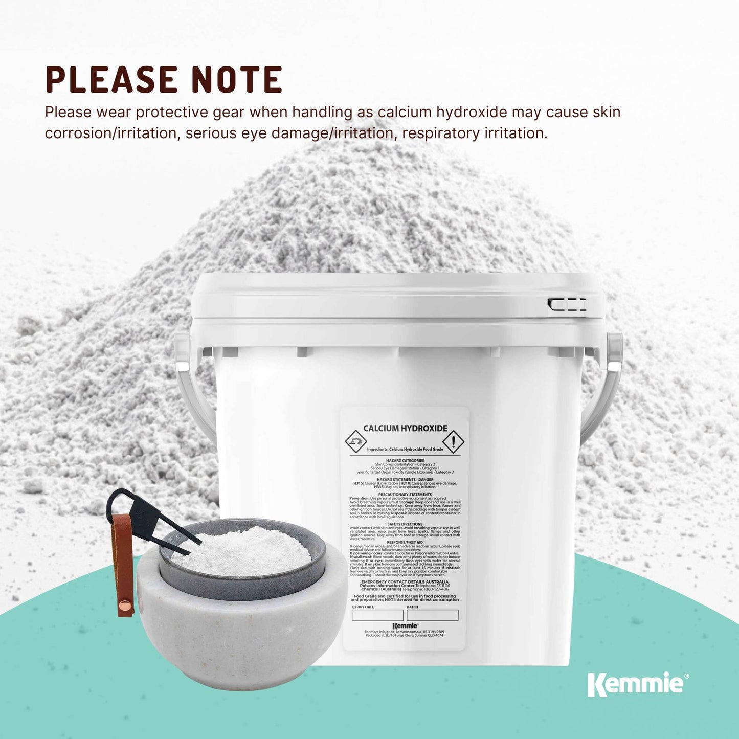 Kemmie Calcium Hydroxide Powder Tubs - Food Grade Pickling Lime FCC Bulk