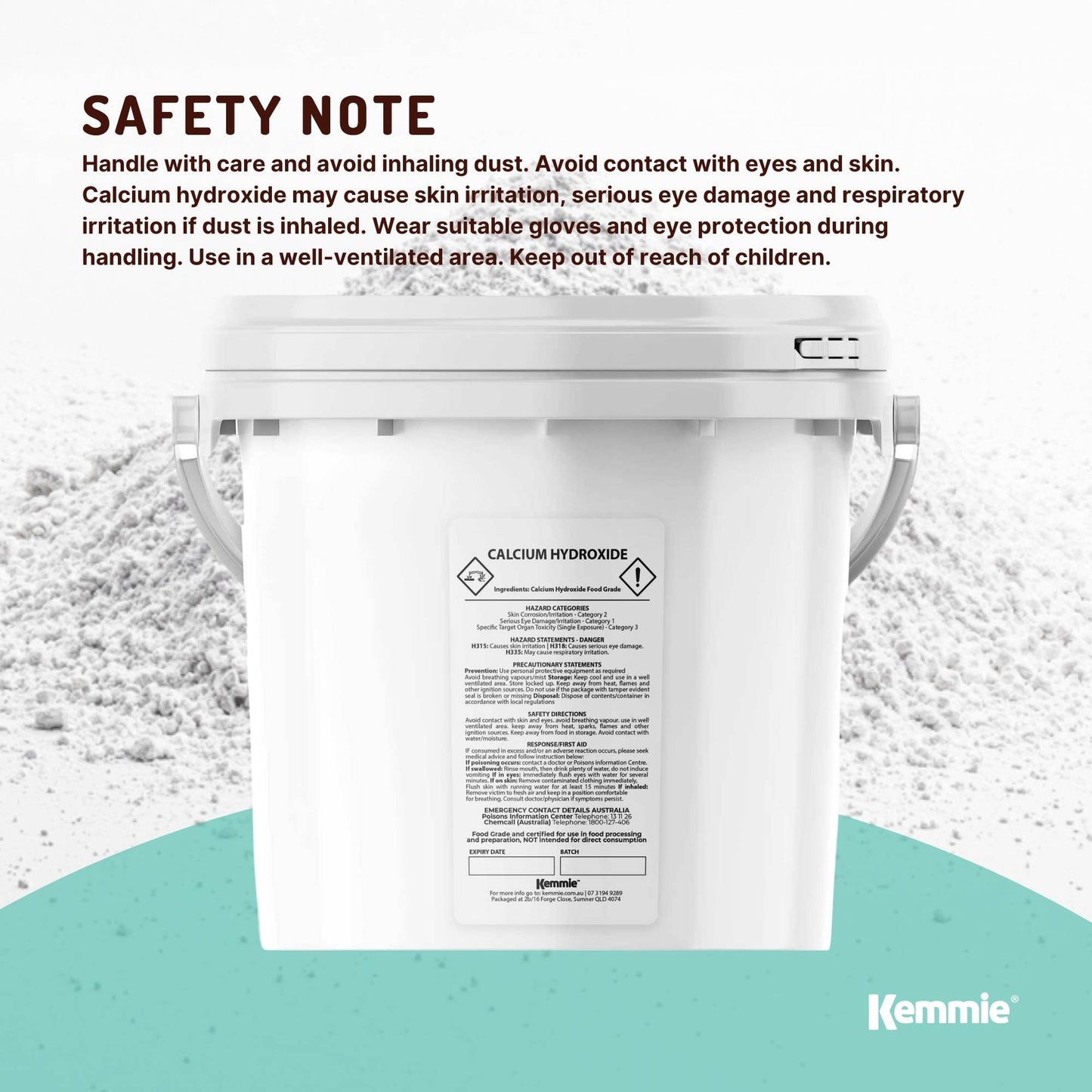 Kemmie Calcium Hydroxide Powder Tubs - Food Grade Pickling Lime FCC Bulk