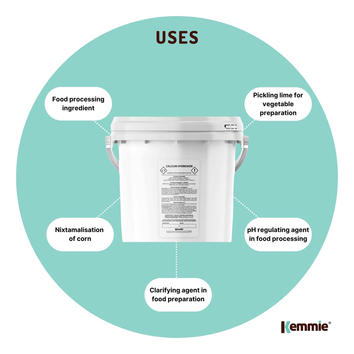 Kemmie Calcium Hydroxide Powder Tubs - Food Grade Pickling Lime FCC Bulk