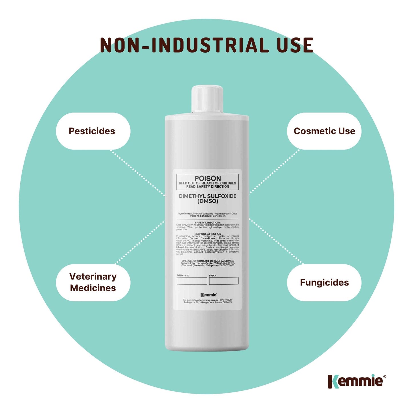 Kemmie 250ml DMSO Liquid 99.9% Pure - USP Grade Dimethyl Sulfoxide Solvent