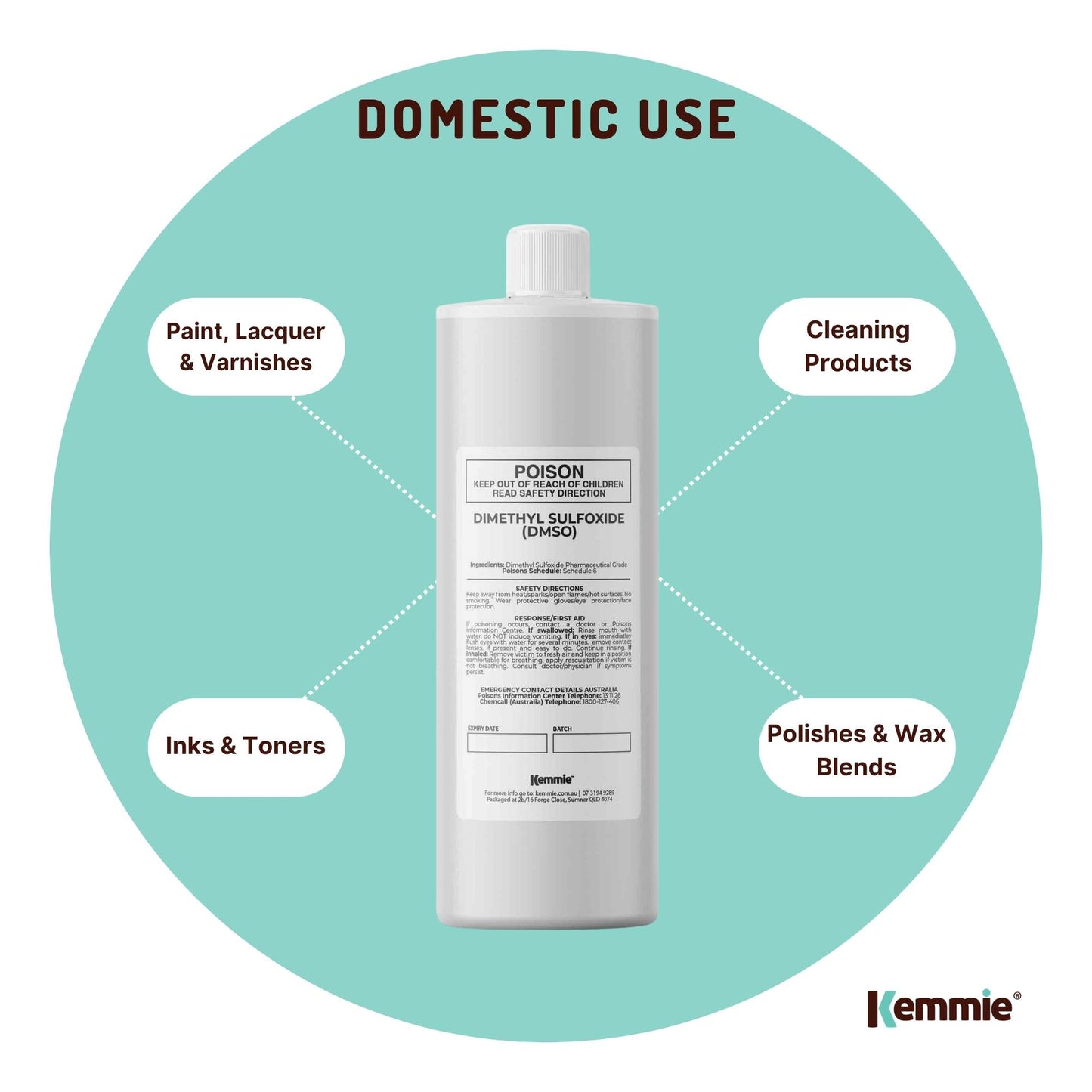 Kemmie 250ml DMSO Liquid 99.9% Pure - USP Grade Dimethyl Sulfoxide Solvent