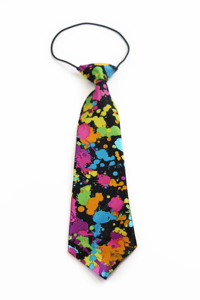 Kids Boys Multicoloured Patterned Elastic Neck Tie - Splash