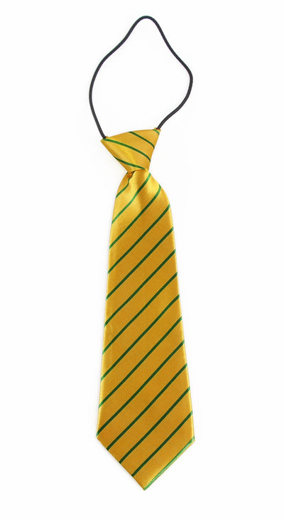 Kids Boys Yellow & Green Striped Patterned Elastic Neck Tie - Aussie Stripe