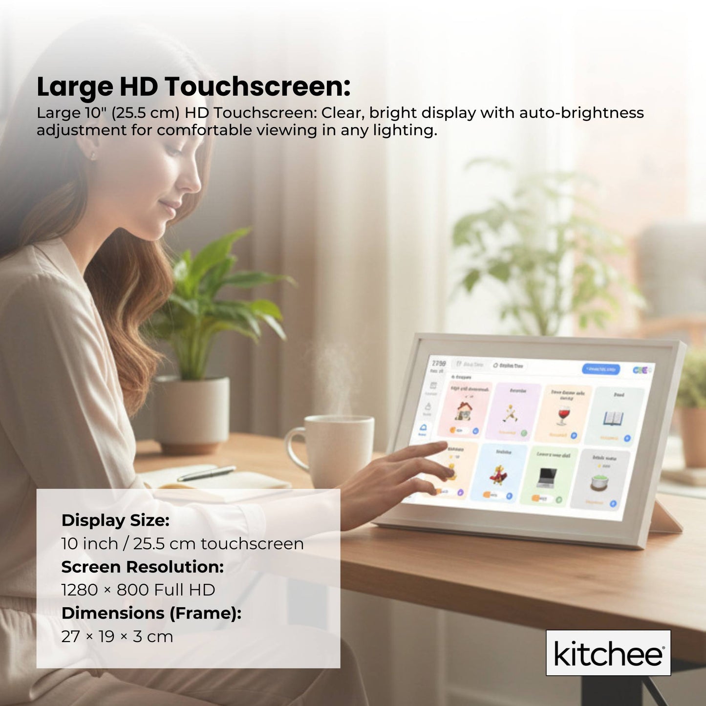 Kitchee 10" Digital Calendar Smart Family Planner - 25.5cm Touchscreen White