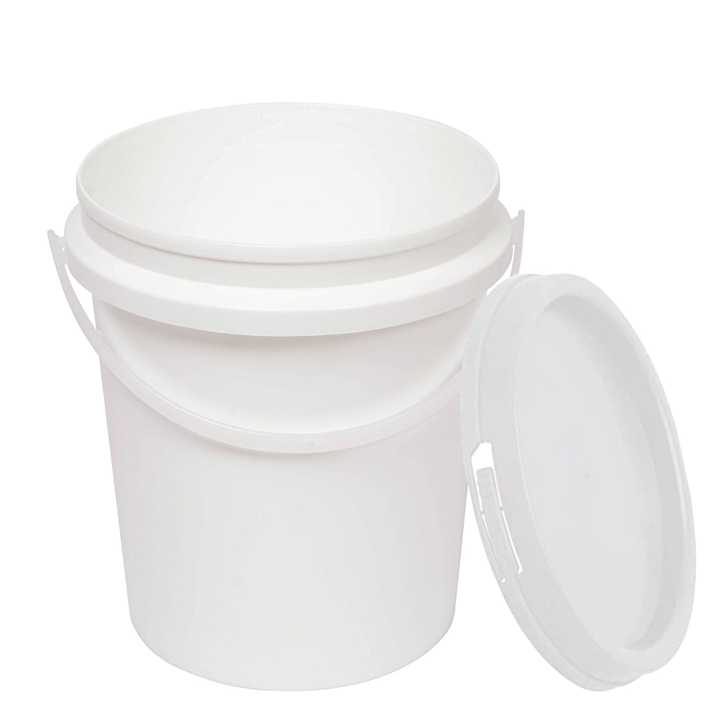 Kitchee 10x 1.2L Plastic Buckets + Lids - Food Grade Empty White Tub With Handle