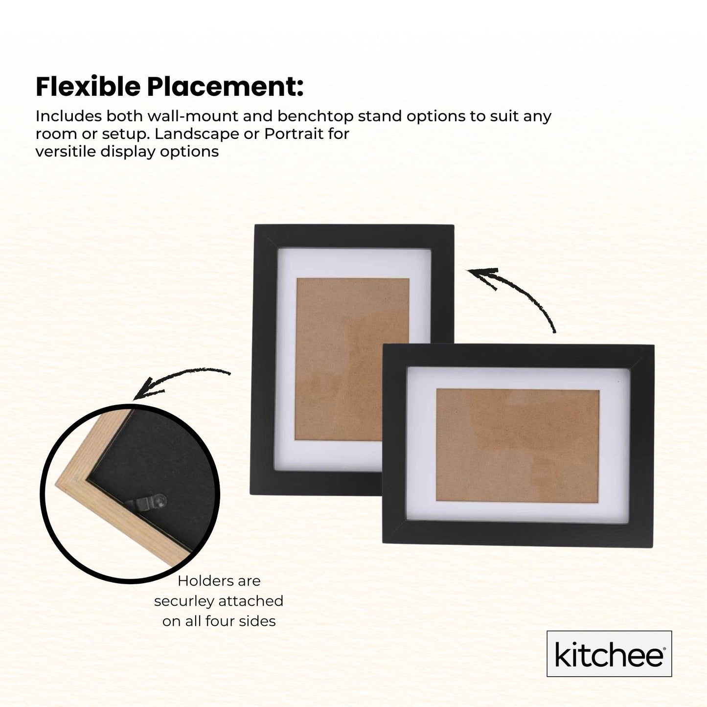 Kitchee 12 Pieces Photo Frame Set - Modern Gallery Wall Mixed Sizes Matt Black