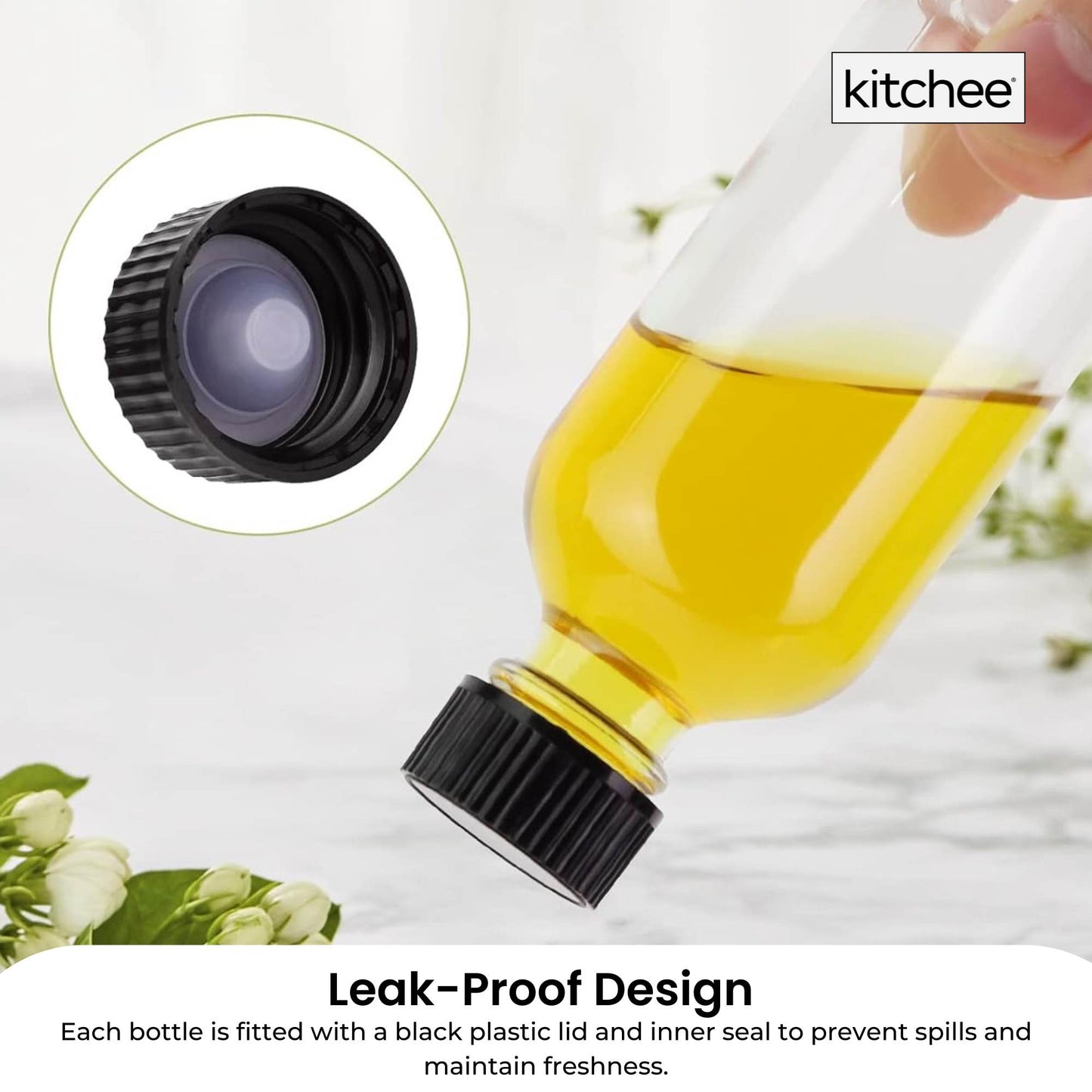 Kitchee 12x 60ml Small Glass Bottles + Lids Funnels Brush Labels Pen