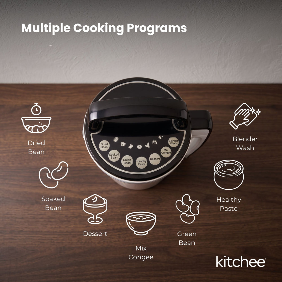 Kitchee 1.2L Automatic Soy Milk Maker 7-in-1 Almond Nut Blender Machine