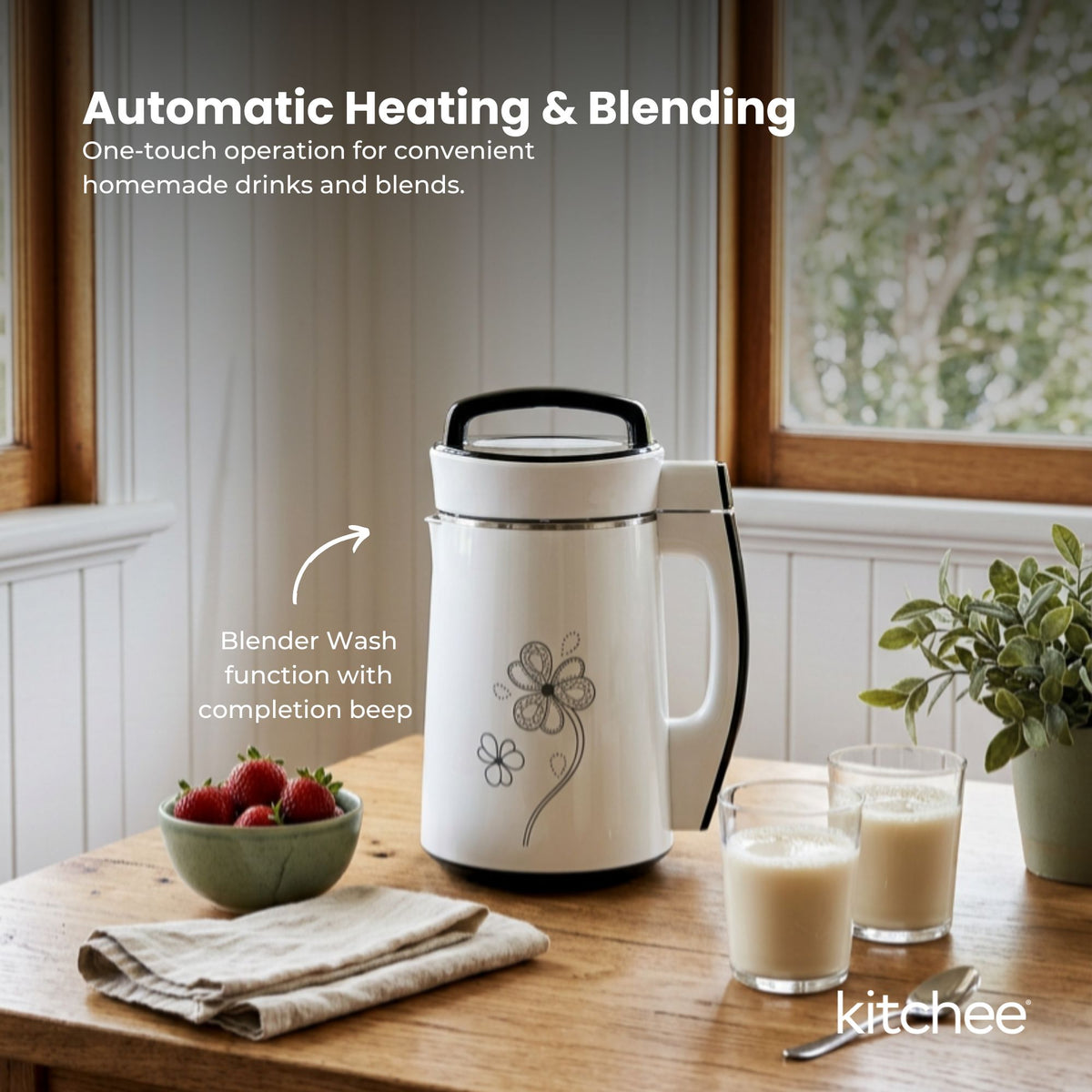 Kitchee 1.2L Automatic Soy Milk Maker 7-in-1 Almond Nut Blender Machine
