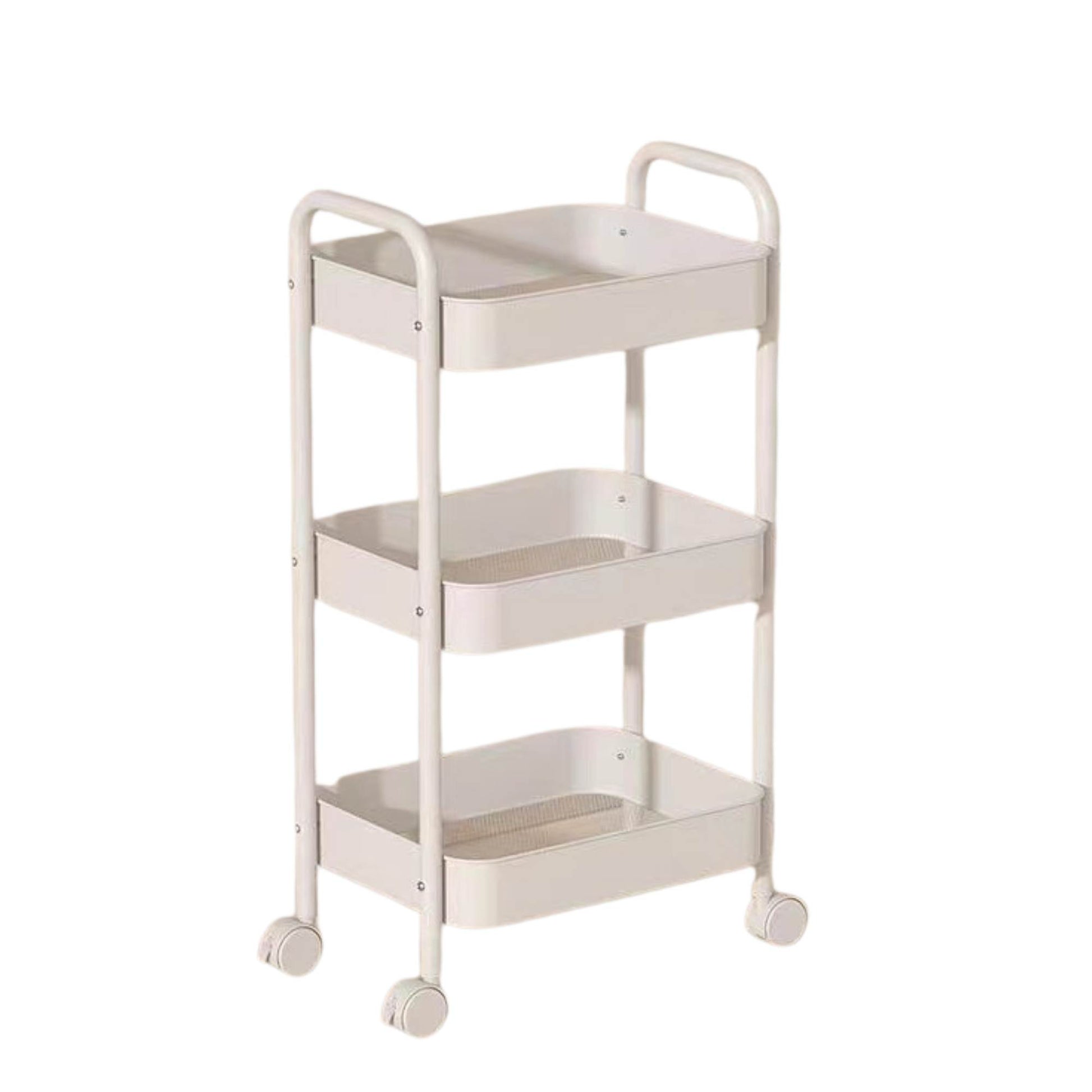 Kitchee 3-Tier Kitchen Storage Cart Trolley with Wheels - Shelf Organiser WHITE