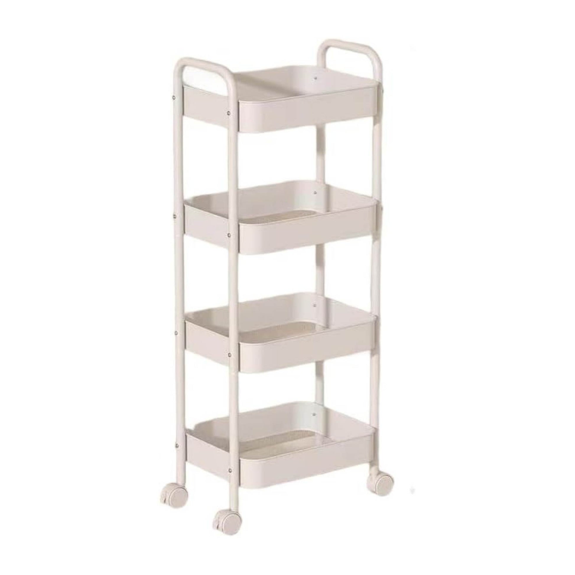 Kitchee 4-Tier Kitchen Storage Cart Trolley with Wheels - Shelf Organiser WHITE