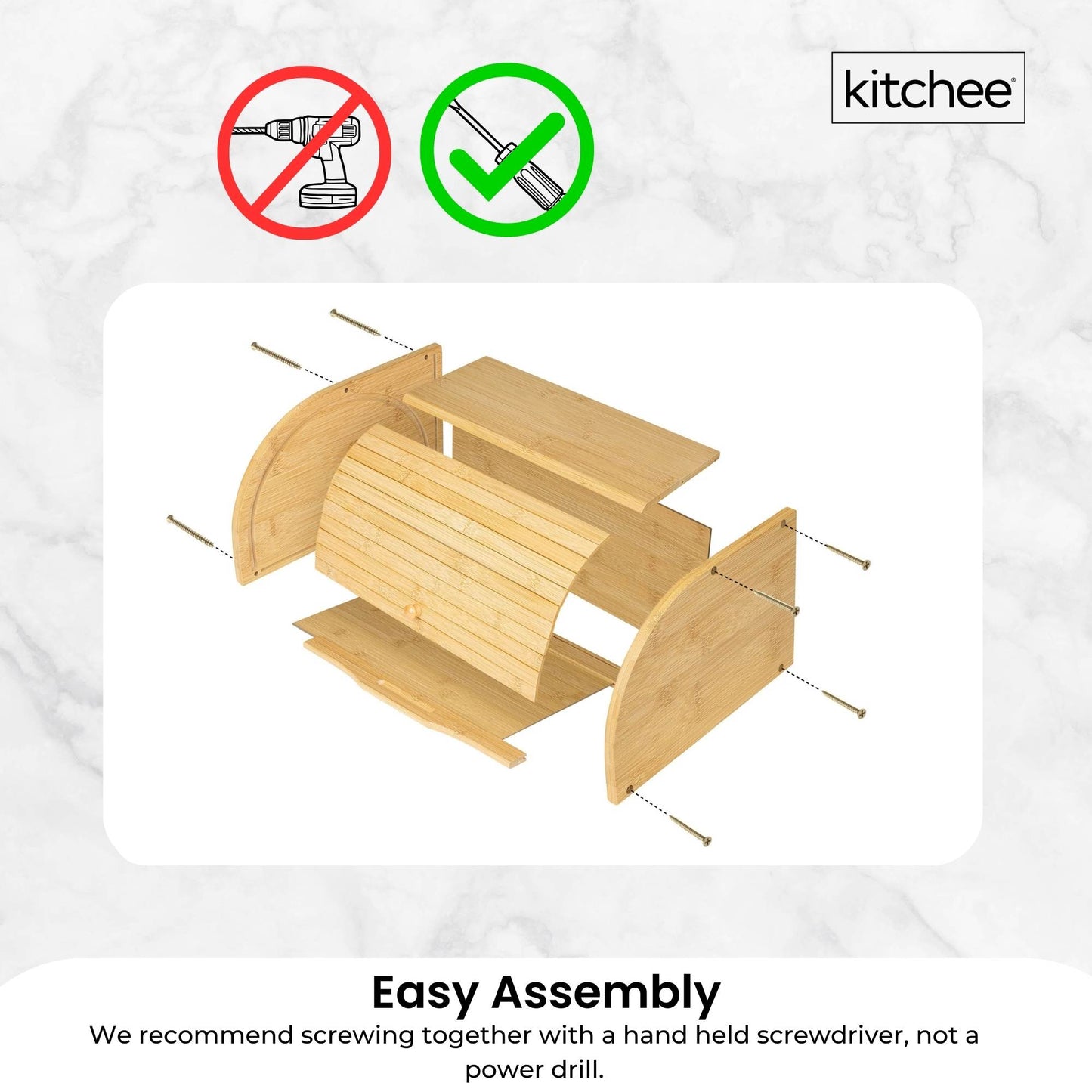 Kitchee 40cm Bamboo Bread Box - Storage Bin Kitchen Counter Container