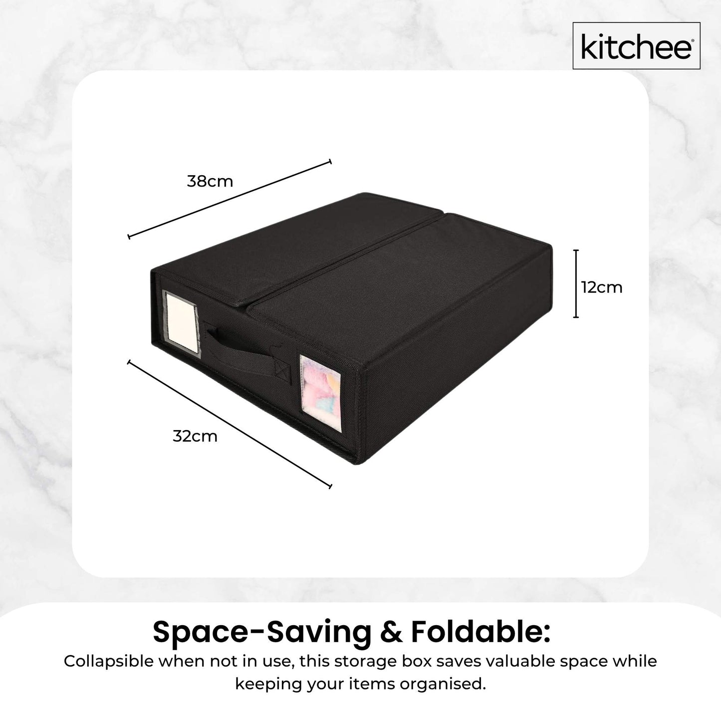 Kitchee 4x Foldable Bed Sheet Storage Box - Linen + Closet Organiser Black