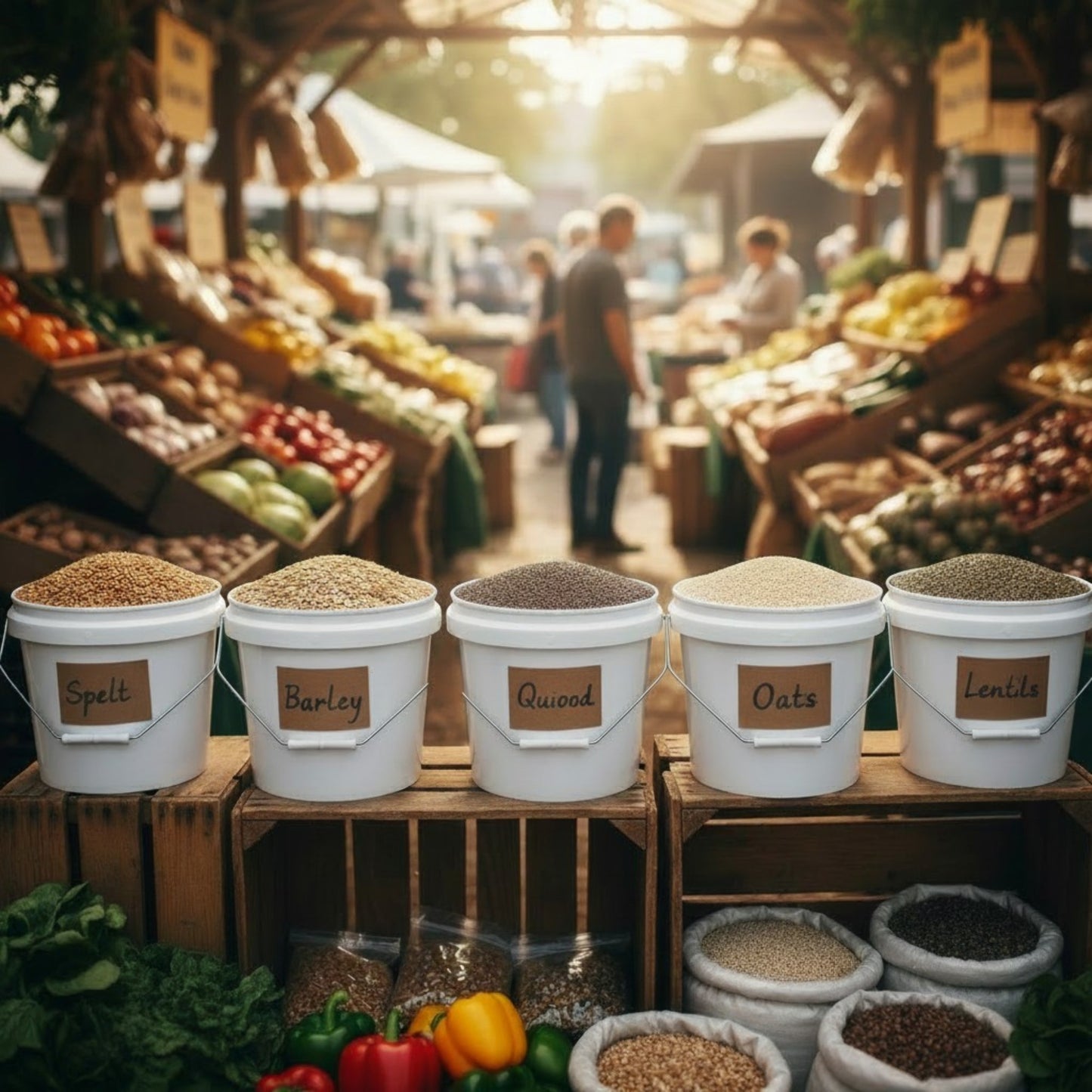 Kitchee Plastic White Buckets Handle + Lids - 2L 5L 10L - Small and Large Pail