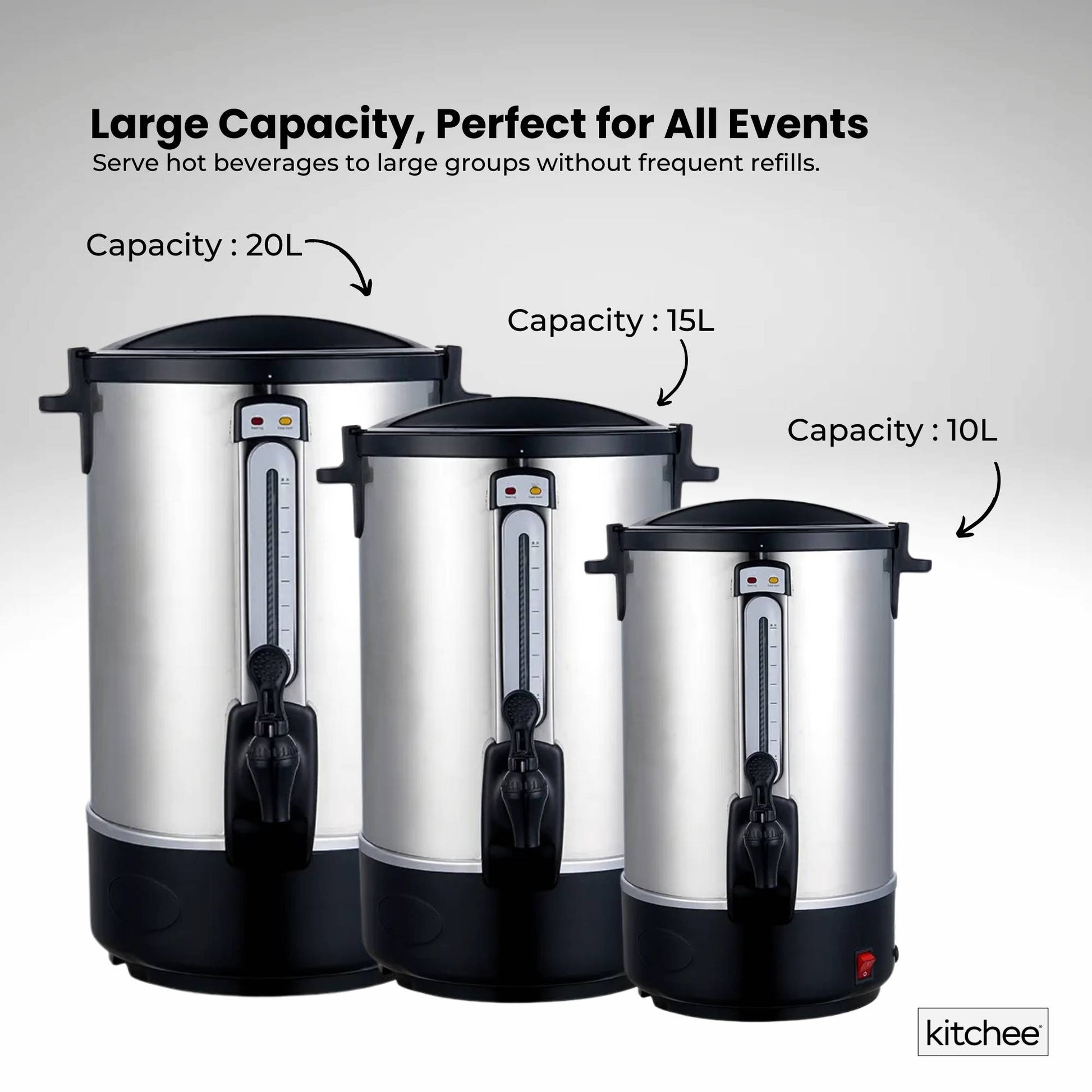 Kitchee Electric Stainless Steel Water Boiler - Commercial Hot Liquid Urn