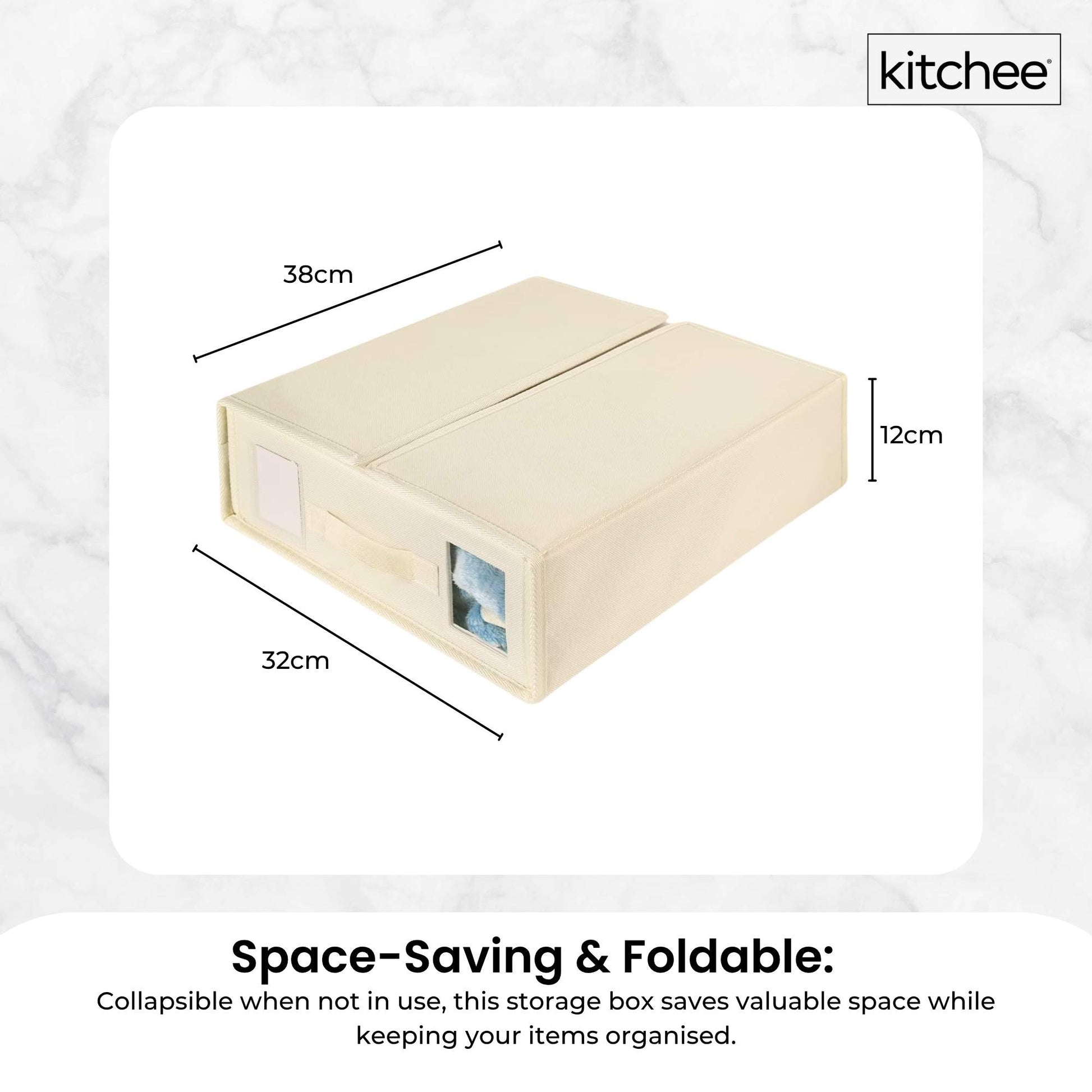 Kitchee Foldable Bed Sheet Storage Boxes – Linen Blanket & Closet Organiser Beige