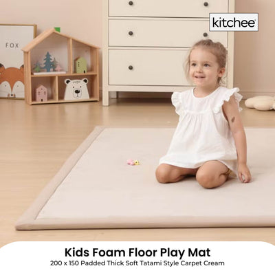 Kitchee Kids Foam Floor Play Mat 150x200cm – Padded Thick Soft Tatami Style Cream