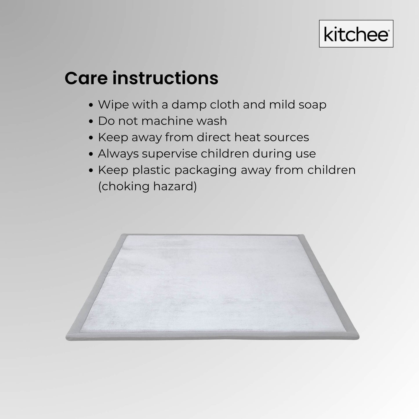 Kitchee Kids Foam Floor Play Mat 200x200cm – Padded Thick Soft Tatami Style Grey