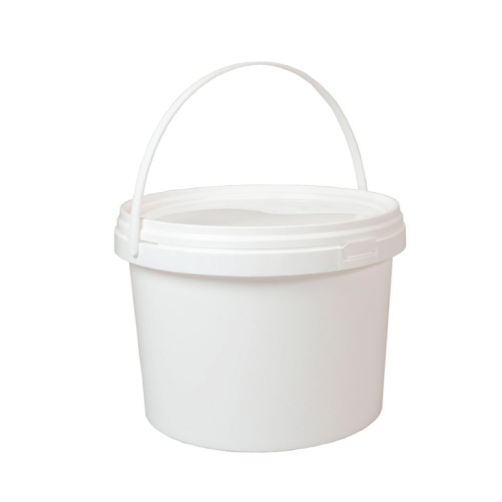 Kitchee Plastic White Buckets Handle + Lids - 2L 5L 10L - Small and Large Pail
