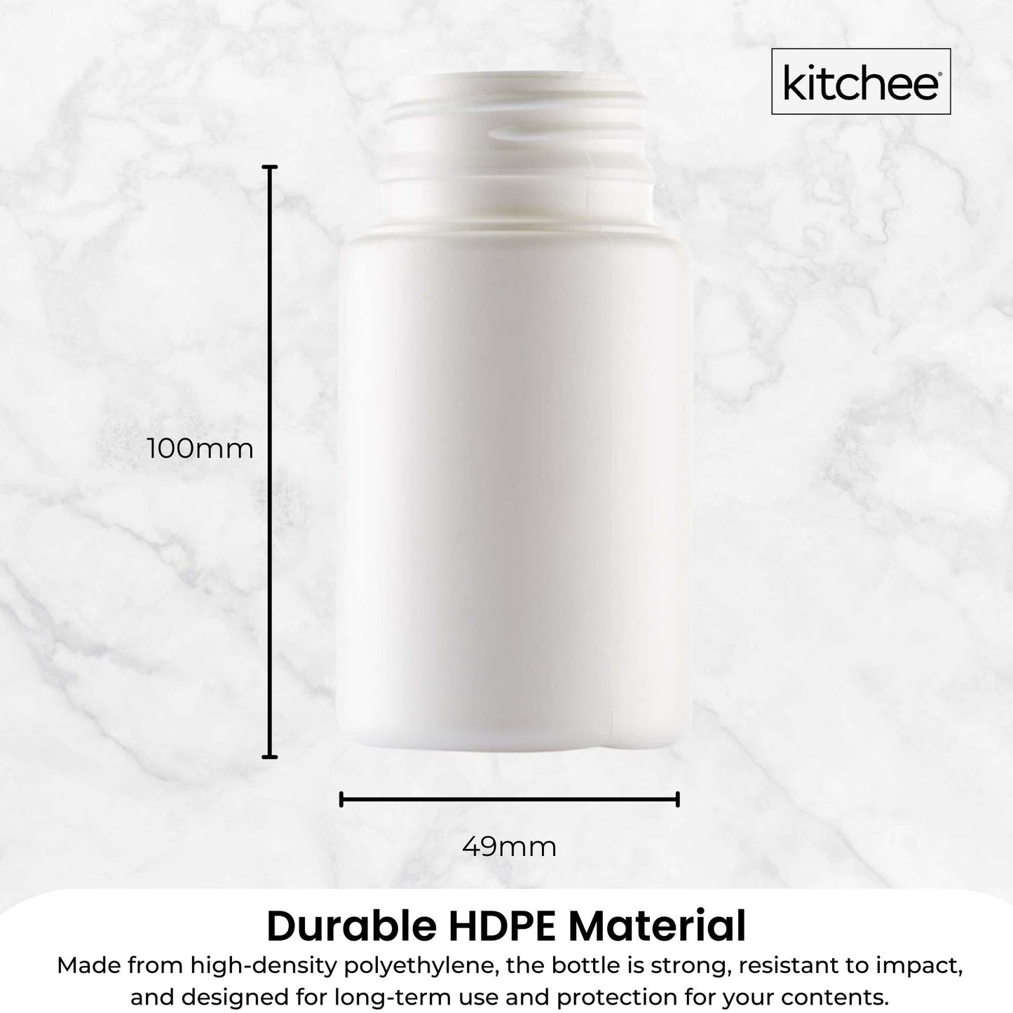 Kitchee Tablet Bottles 90ml + 38mm TamperTel Child Resistant Cap - Round