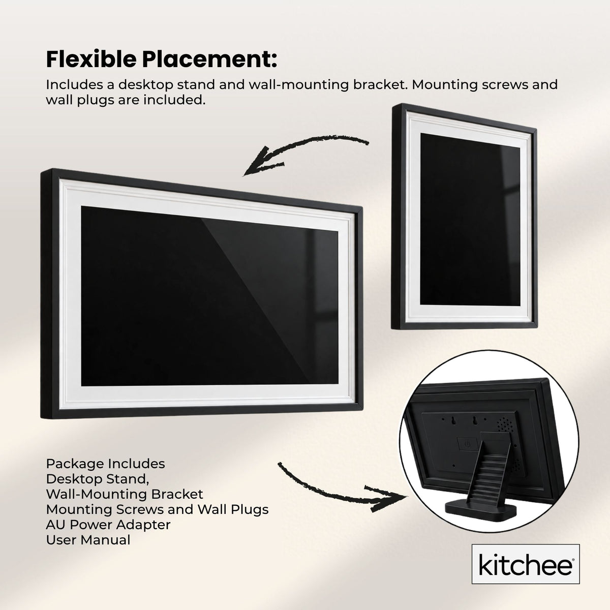 Kitchee 21.5" Digital Calendar Smart Planner - 54.6cm Touchscreen Black