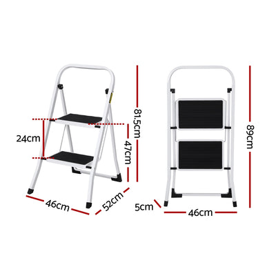 Giantz 2 Step Ladder Multi-Purpose Folding Steel Light Weight Platform