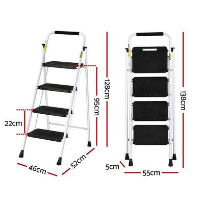 Giantz 4 Step Ladder Multi-Purpose Folding Steel Light Weight Platform