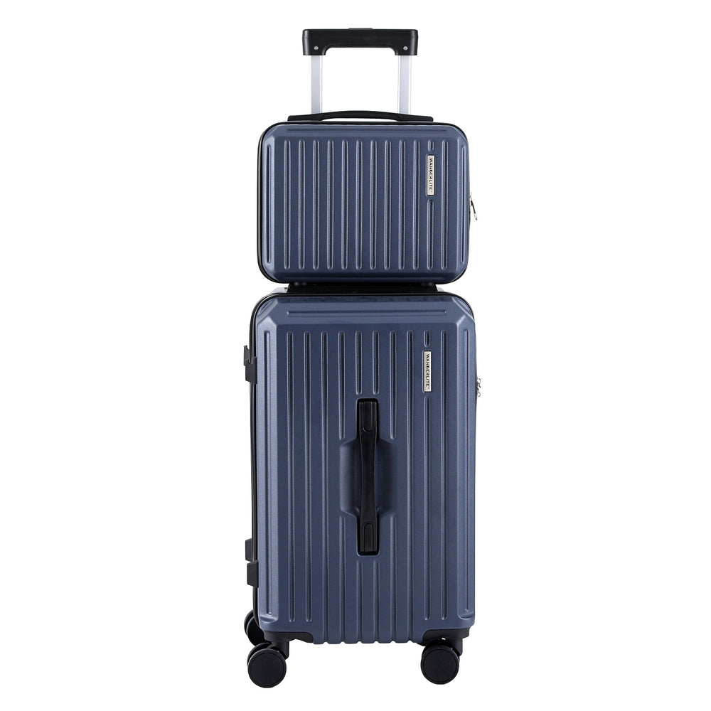 Wanderlite 2pcs Trunk Luggage Suitcase Travel Carry On TSA Lock 12" 20" Navy