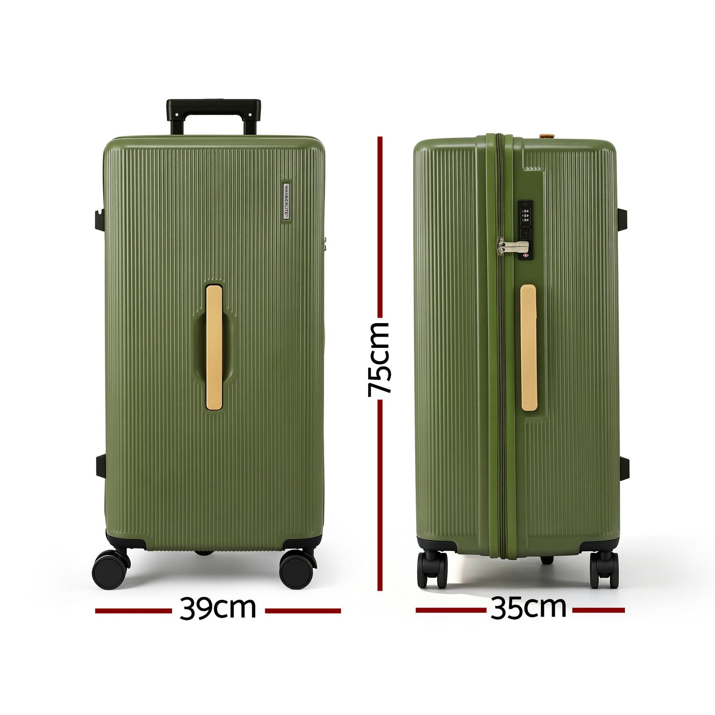 Wanderlite 28" Modern Vertical Trunk Luggage Suitcase Travel 5 Wheels Type-C TSA Olive Green