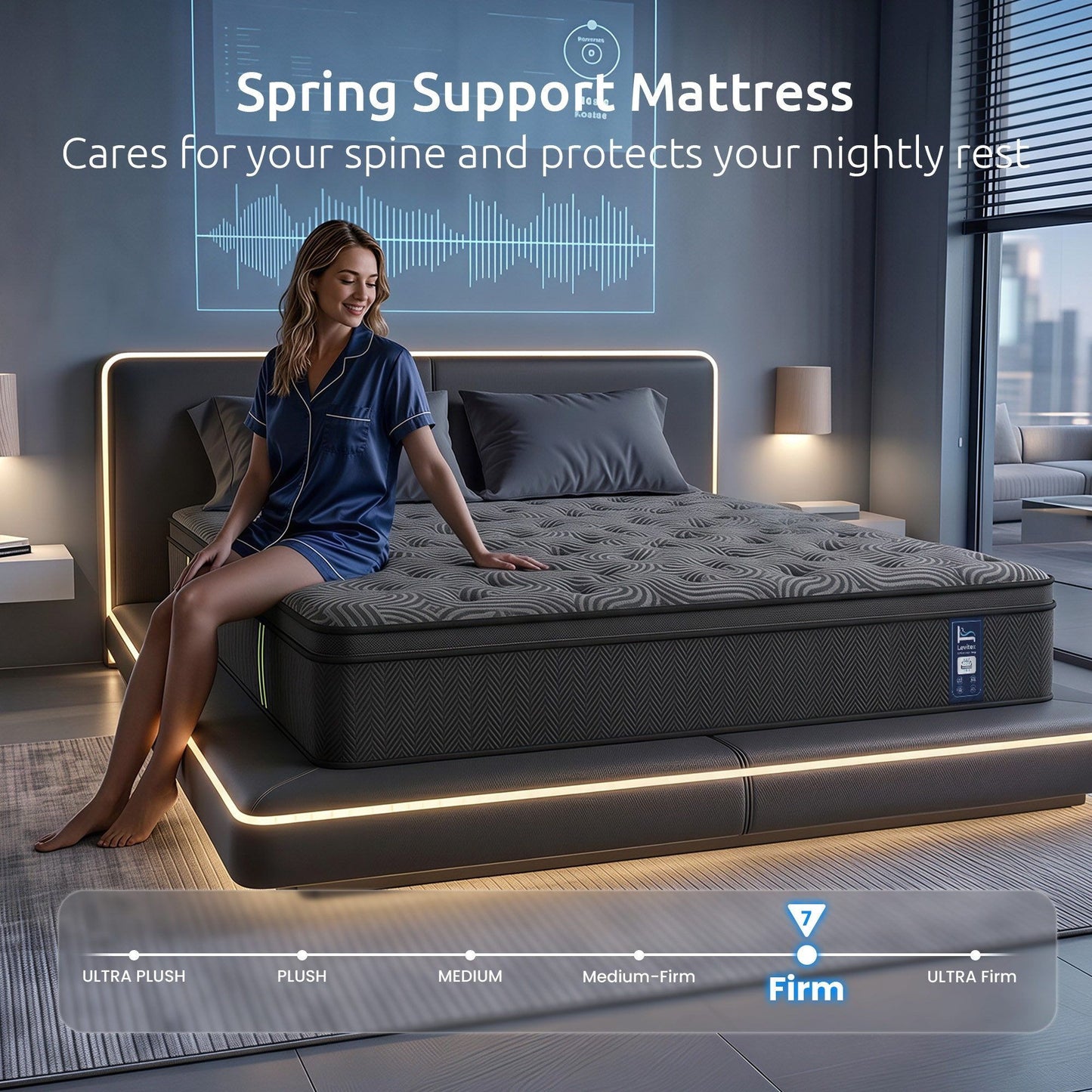 Levitex Double Mattress 34 cm 5-Zone Pressure Relief Pocket Spring with Reinforced Edge Support & Breathable Gel Memory Foam Hybrid Mattress